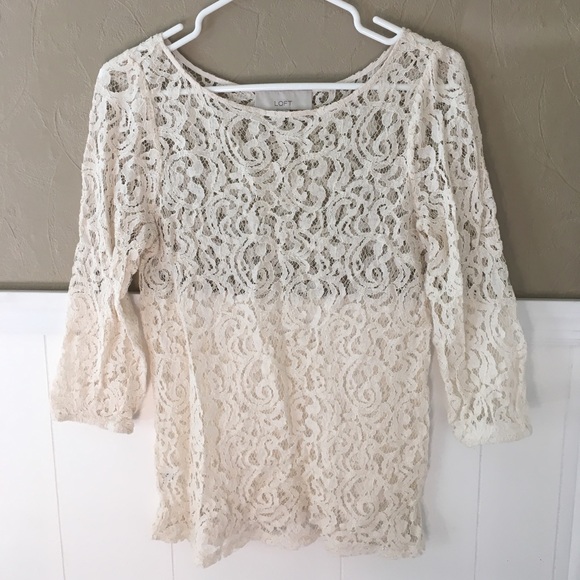 **SOLD ELSEWHERE: Lace shirt (LOFT, size S) - Picture 2 of 5